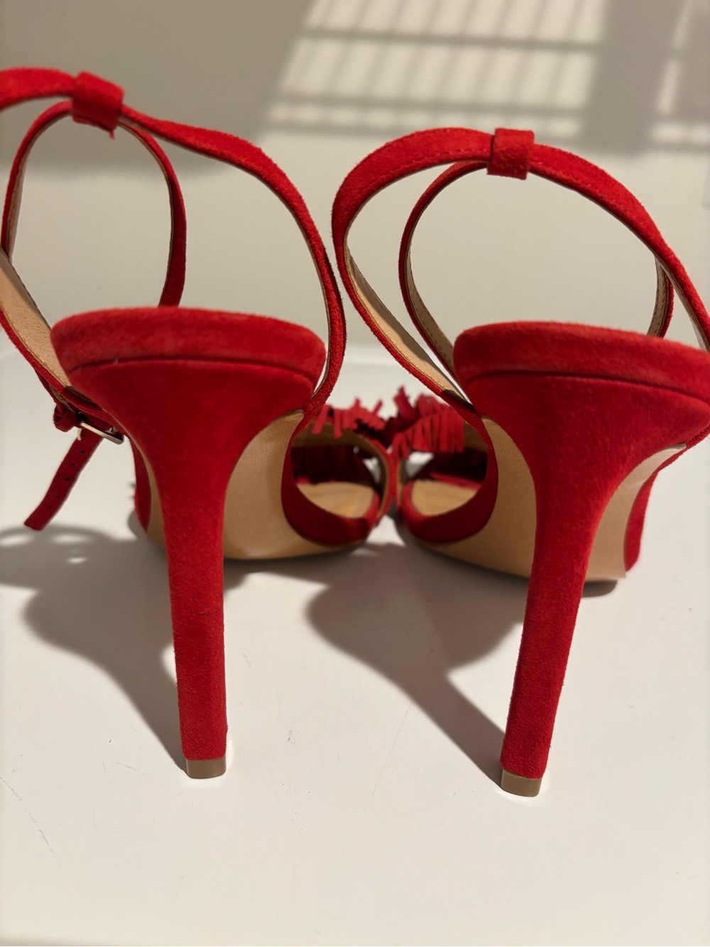 Banana Republic Red Suede Fringe Slingback Heels - Picture 3 of 4